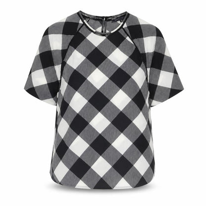 Marks & Spencer Womens Black Geometric Polyester Basic Blouse Size 6 Round Neck