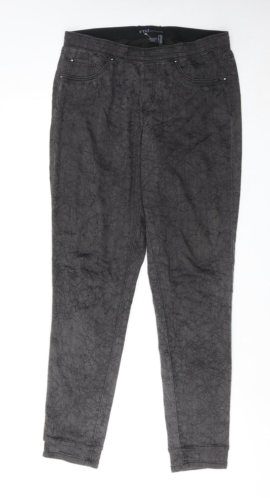 FDJ Womens Grey Geometric Cotton Jegging Jeans Size 14 Regular