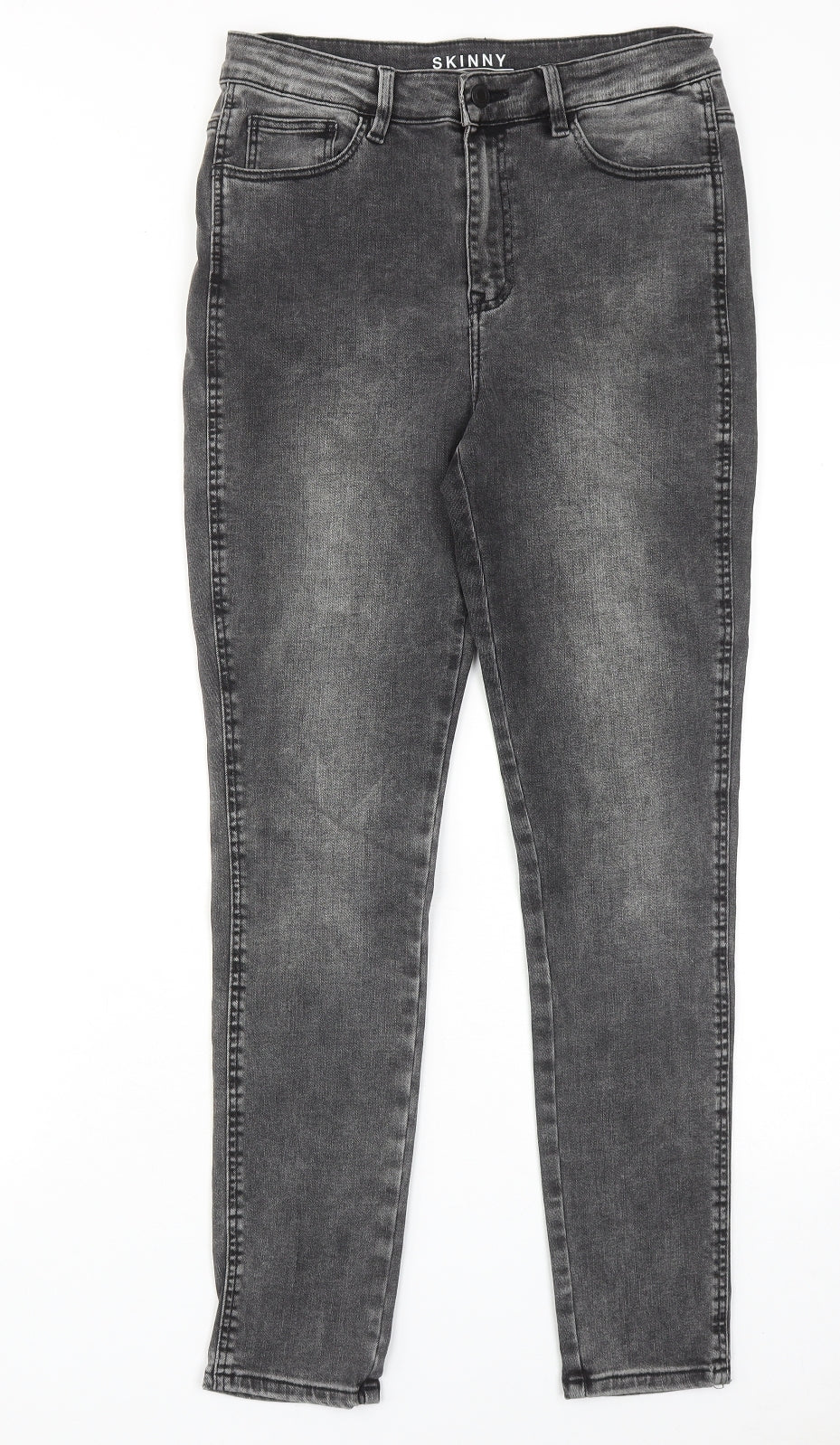 Marks and Spencer Womens Grey Cotton Skinny Jeans Size 10 Regular Zip