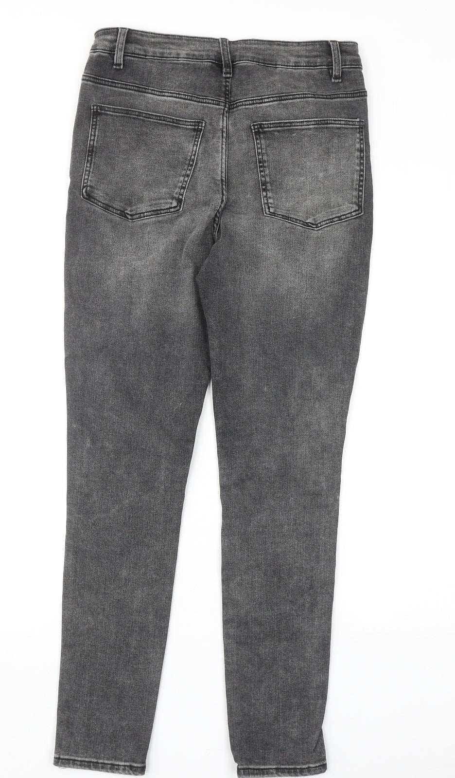 Marks and Spencer Womens Grey Cotton Skinny Jeans Size 10 Regular Zip