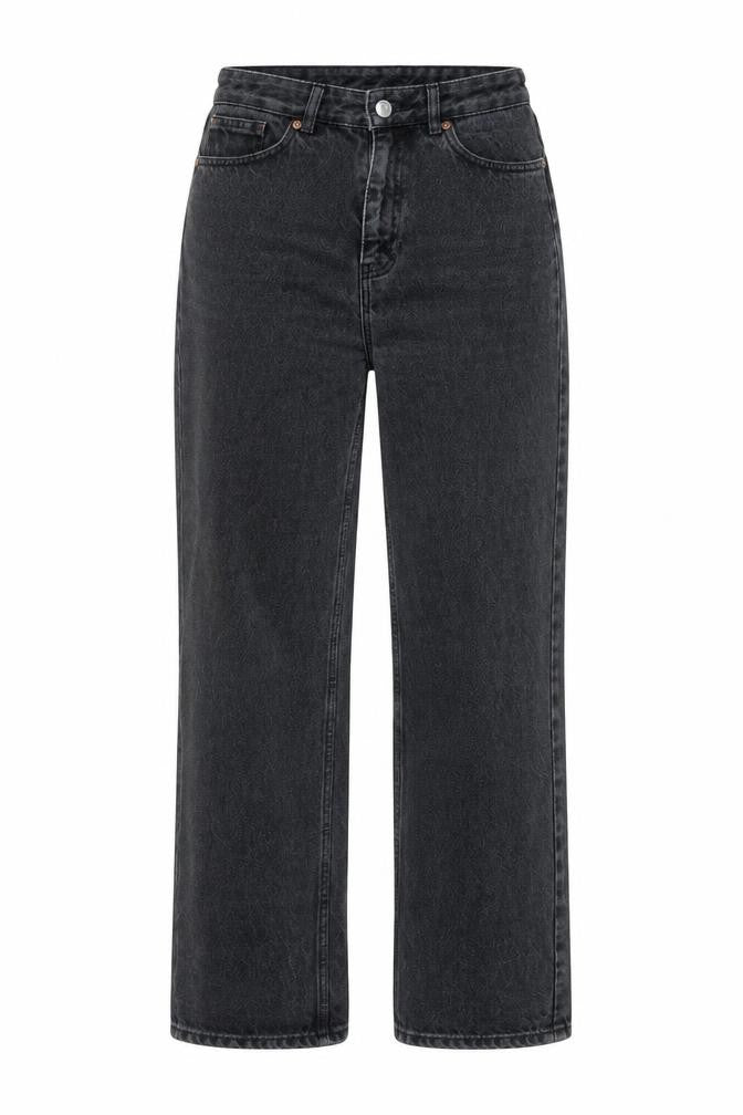 Monki Womens Grey Cotton Straight Jeans Size 26 in Regular Zip