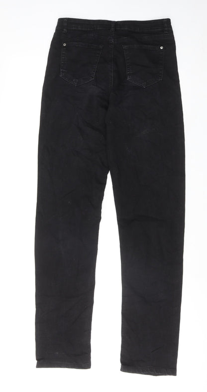 Back view of LTS women’s black cotton straight jeans, size UK 10, regular zip