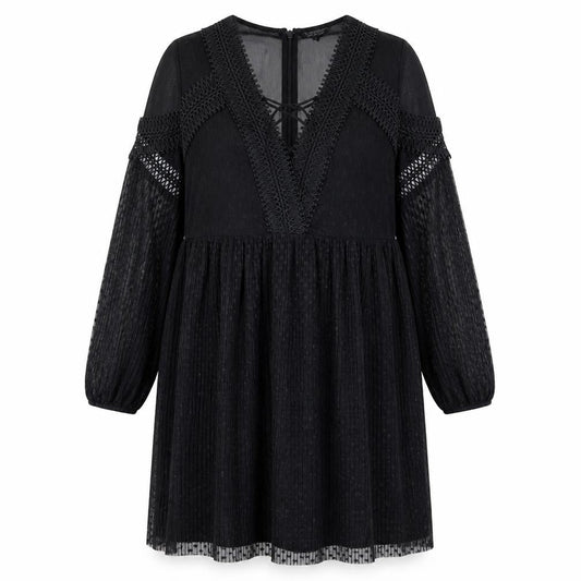 Topshop Womens Black Geometric Polyester Shift Size 10 V-Neck Zip