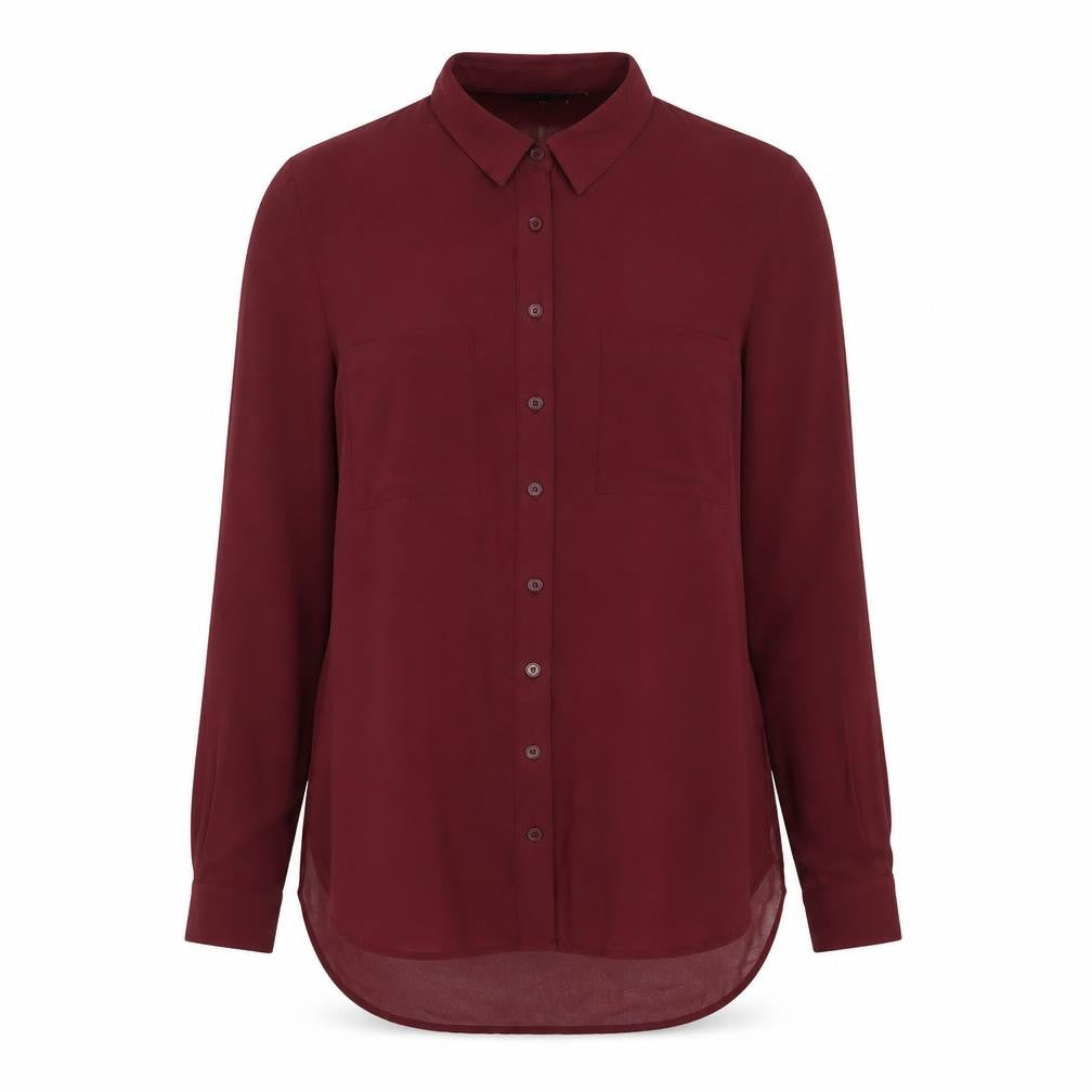 New Look Womens Red Polyester Basic Button-Up Size 8 Collared