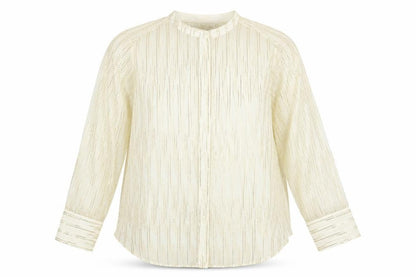 Marks & Spencer Womens Gold Geometric Polyester Basic Button-Up Size M Round Neck
