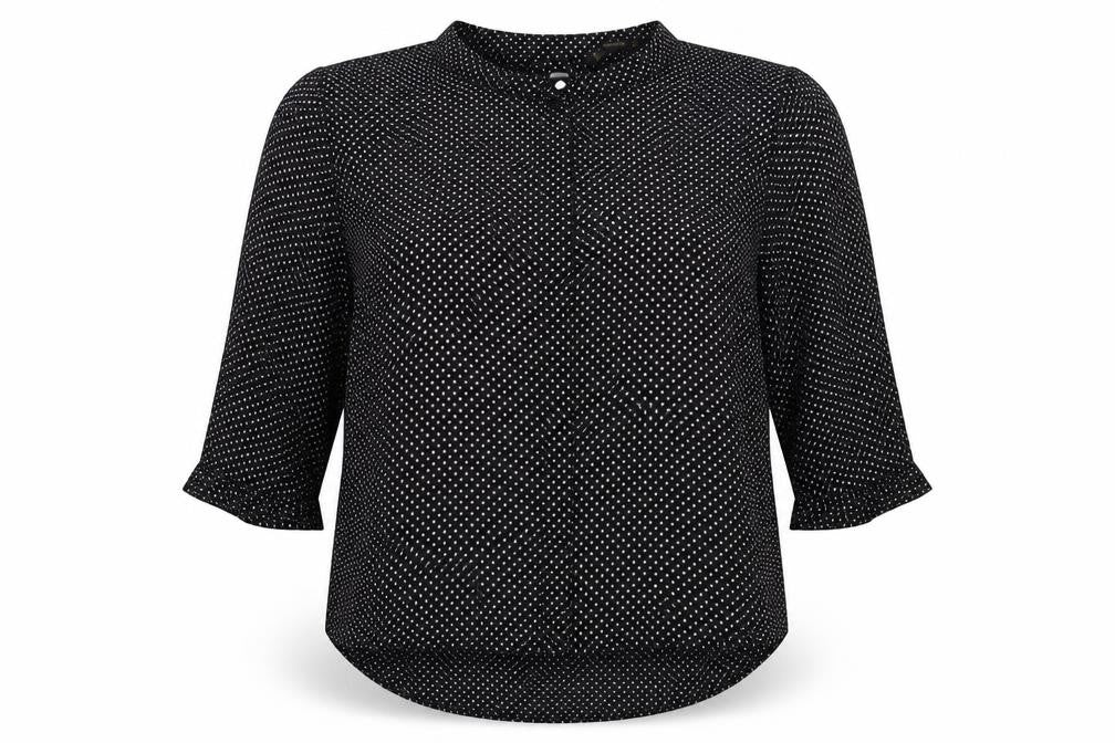 Zara Womens Black Polka Dot Polyester Basic Blouse Size XS Collared
