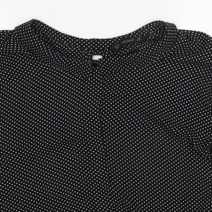 Zara Womens Black Polka Dot Polyester Basic Blouse Size XS Collared