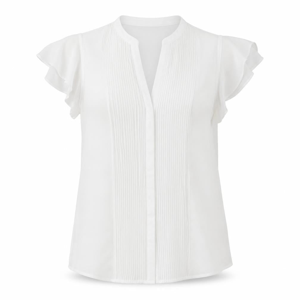 FOREVER 21 Womens White Polyester Basic Button-Up Size M V-Neck