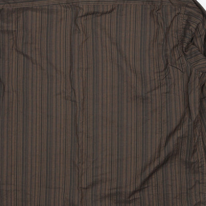ECHOl Mens Brown Striped Polyester Button-Up Size L Collared Button - Collar 16-16½''