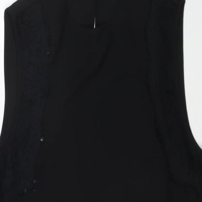 Warehouse Womens Black Polyester Basic Tank Size 10 Round Neck - Lace Detail