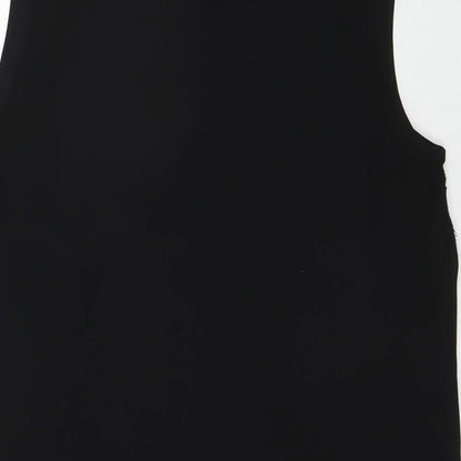 Warehouse Womens Black Polyester Basic Tank Size 10 Round Neck - Lace Detail