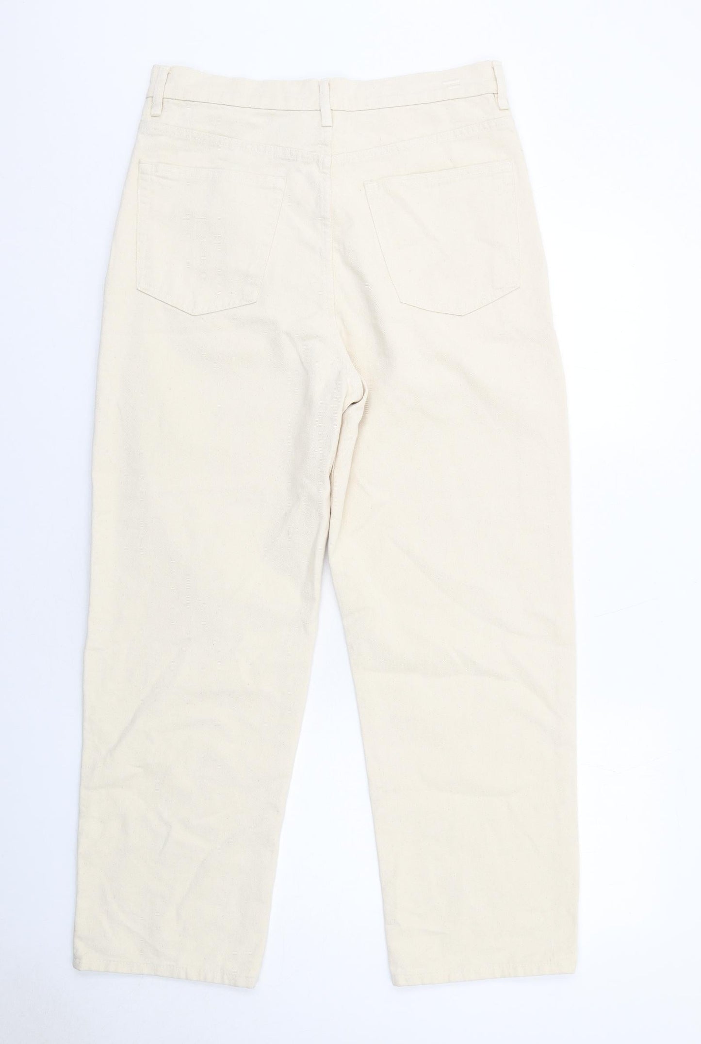 Pull&Bear Mens Beige Cotton Straight Jeans Size M Regular Zip