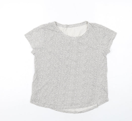 H&M Womens White Animal Print Cotton Basic T-Shirt Size S Boat Neck - Spotted