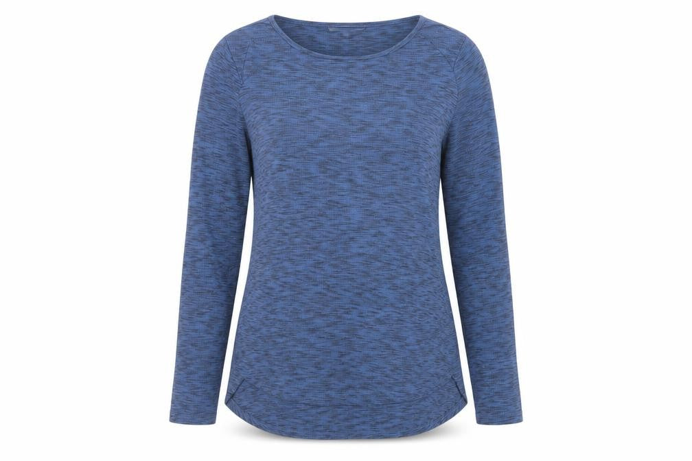 Lisa Rinna Womens Blue Polyester Basic T-Shirt Size XS Boat Neck - Marled