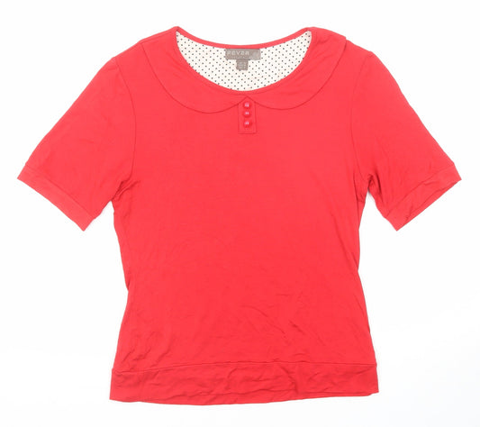 Preloved Fever Womens Red Polyester Basic Blouse Size 10 Collared - Front