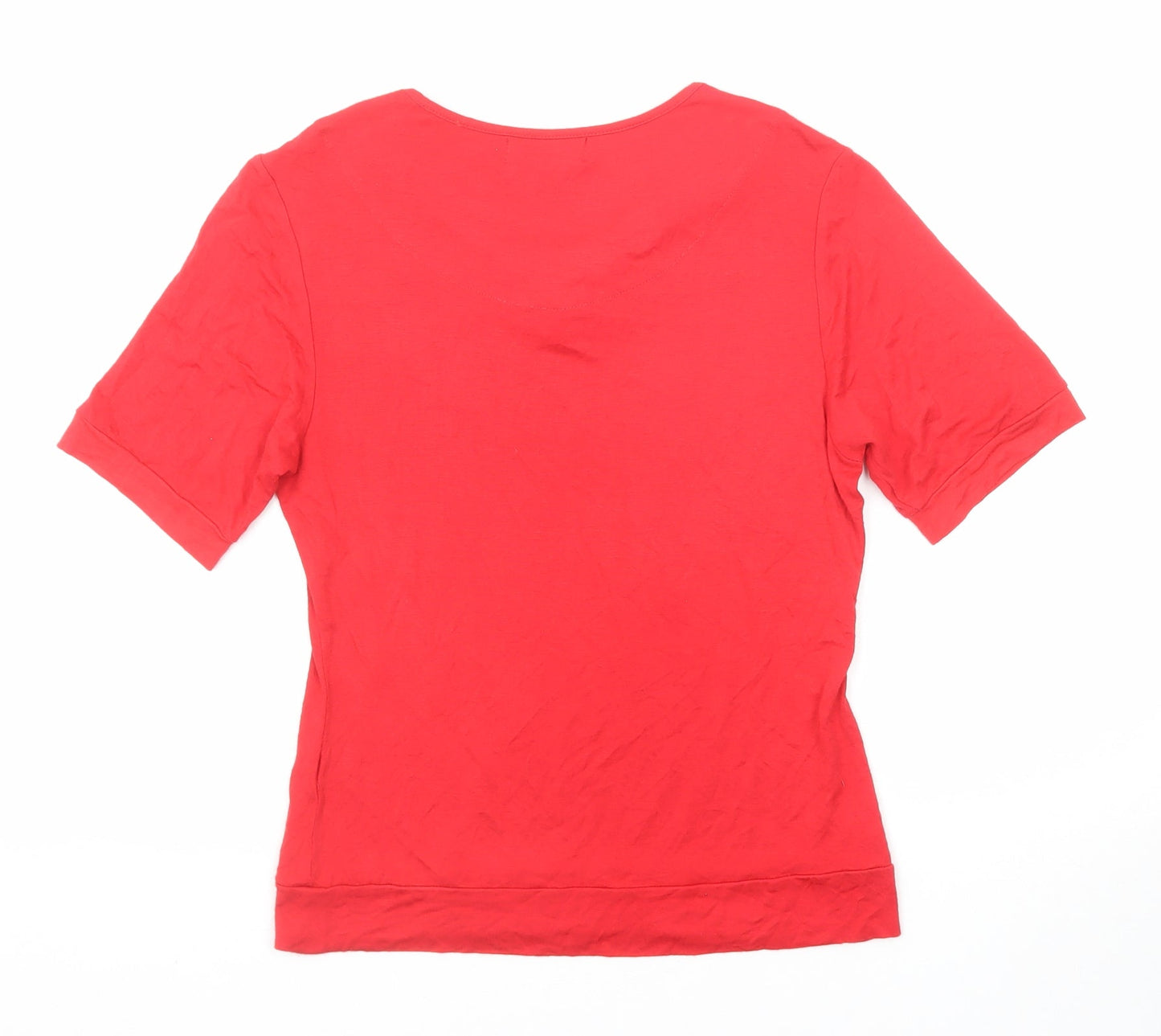 Fever Womens Red Polyester Basic Blouse Size 10 Collared