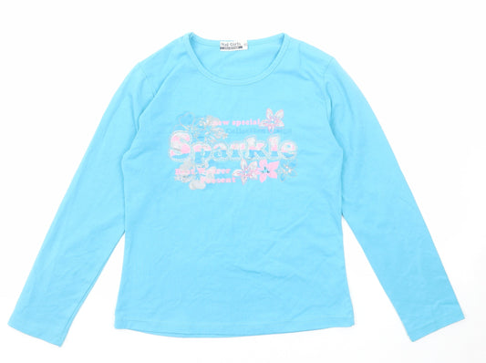 Naf Girls Girls Blue Polyester Basic T-Shirt Size 10 Years Round Neck Pullover - Sparkle