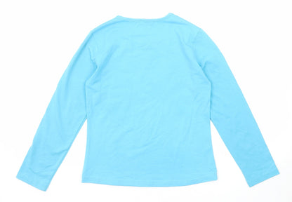 Back view of Naf girls’ girls blue polyester basic t-shirt, size 10, years round neck pullover - sparkle