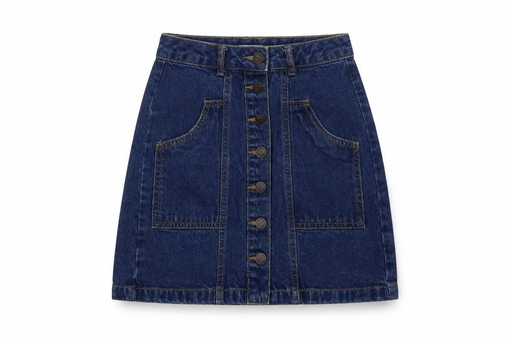 Stradivarius Womens Blue Cotton A-Line Skirt Size 4 Button