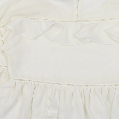 Marks & Spencer Womens Ivory Polyester Basic Blouse Size 8 Round Neck