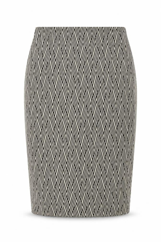 Mango Womens Beige Geometric Polyester Straight & Pencil Skirt Size M
