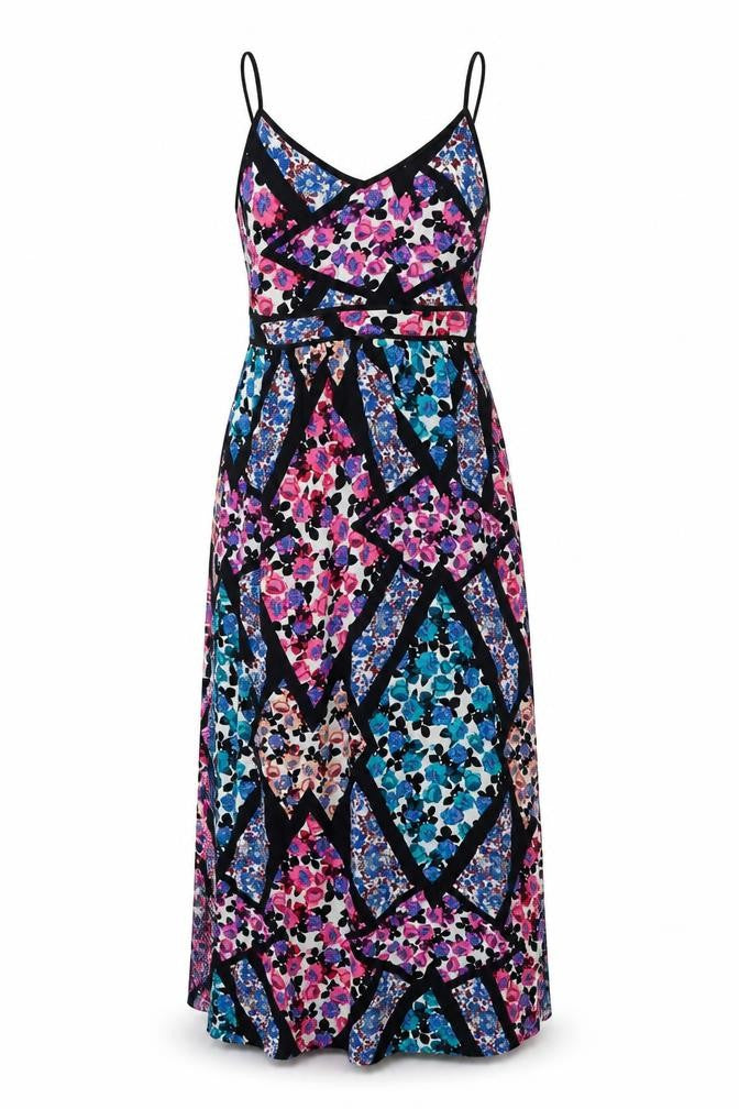 Topshop Womens Multicoloured Floral Viscose Maxi Size 8 V-Neck Zip