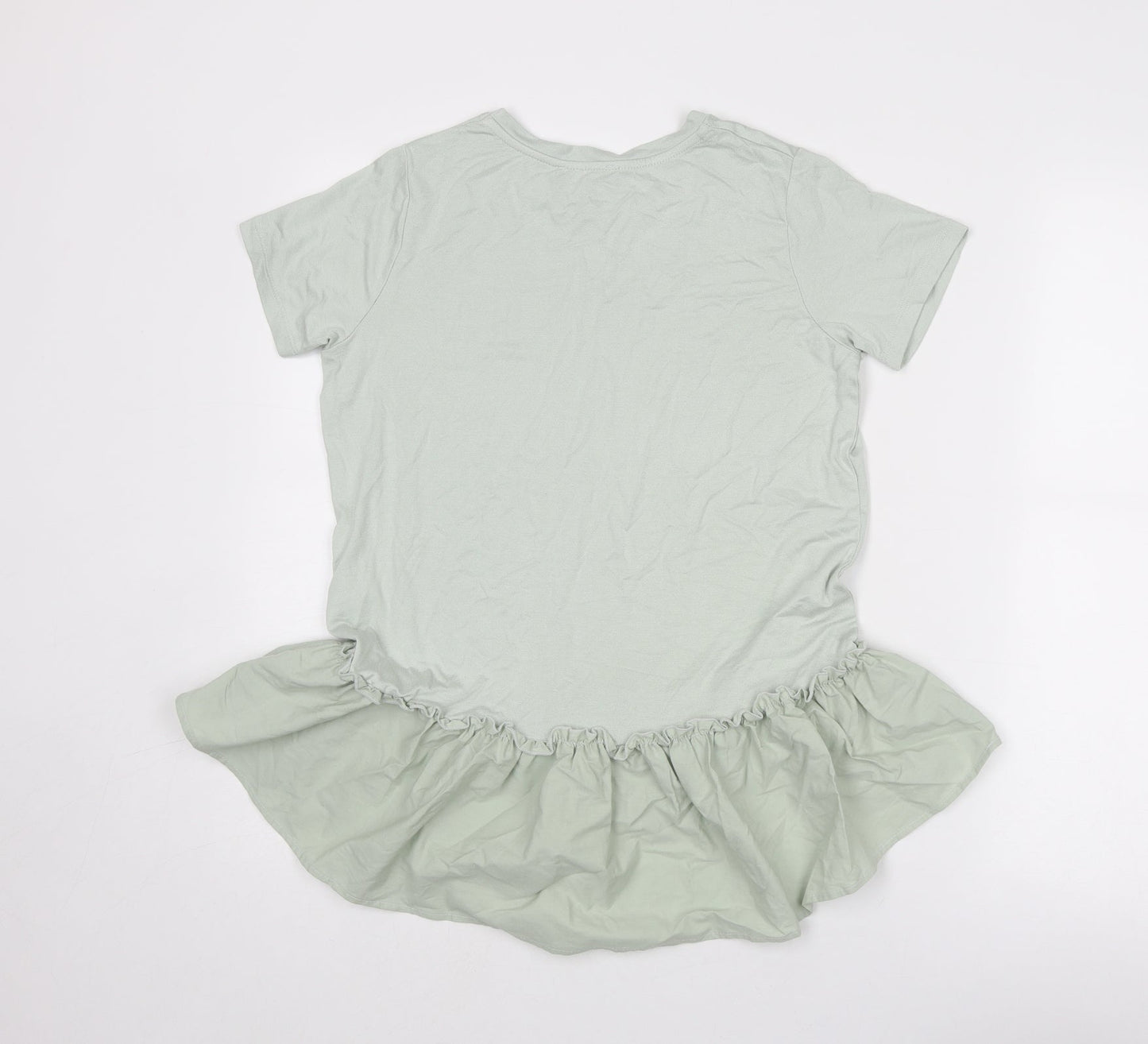 New Look Womens Green Viscose Basic T-Shirt Size 8 Round Neck