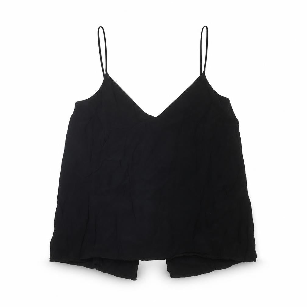 H&M Womens Black Viscose Basic Tank Size 10 V-Neck