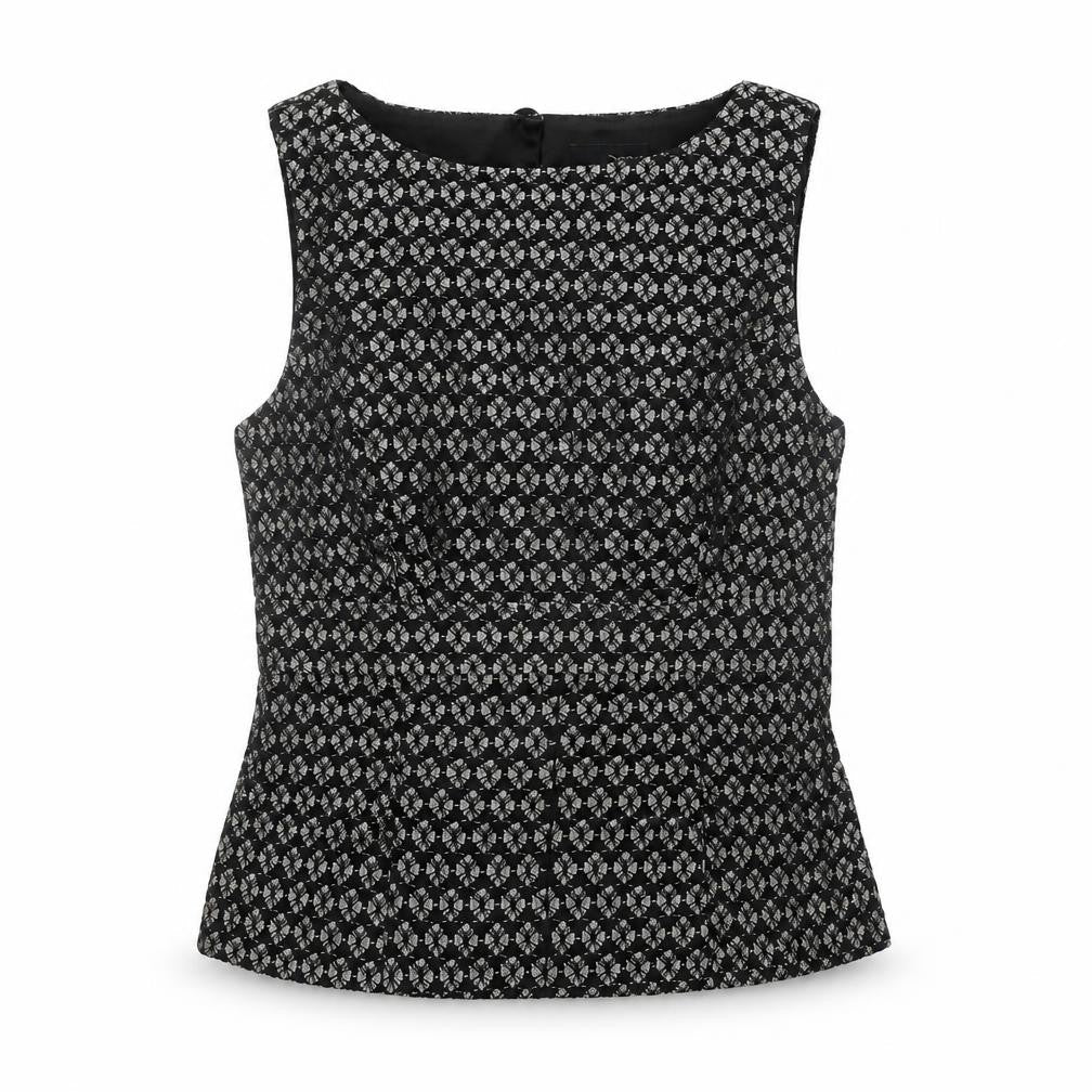 NEXT Womens Black Geometric Nylon Basic Tank Size 14 Round Neck