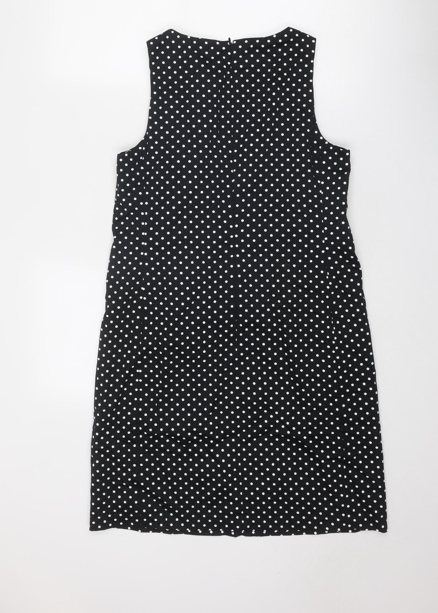 Nine West Womens Black Polka Dot Polyester Shift Size 8 Boat Neck Zip