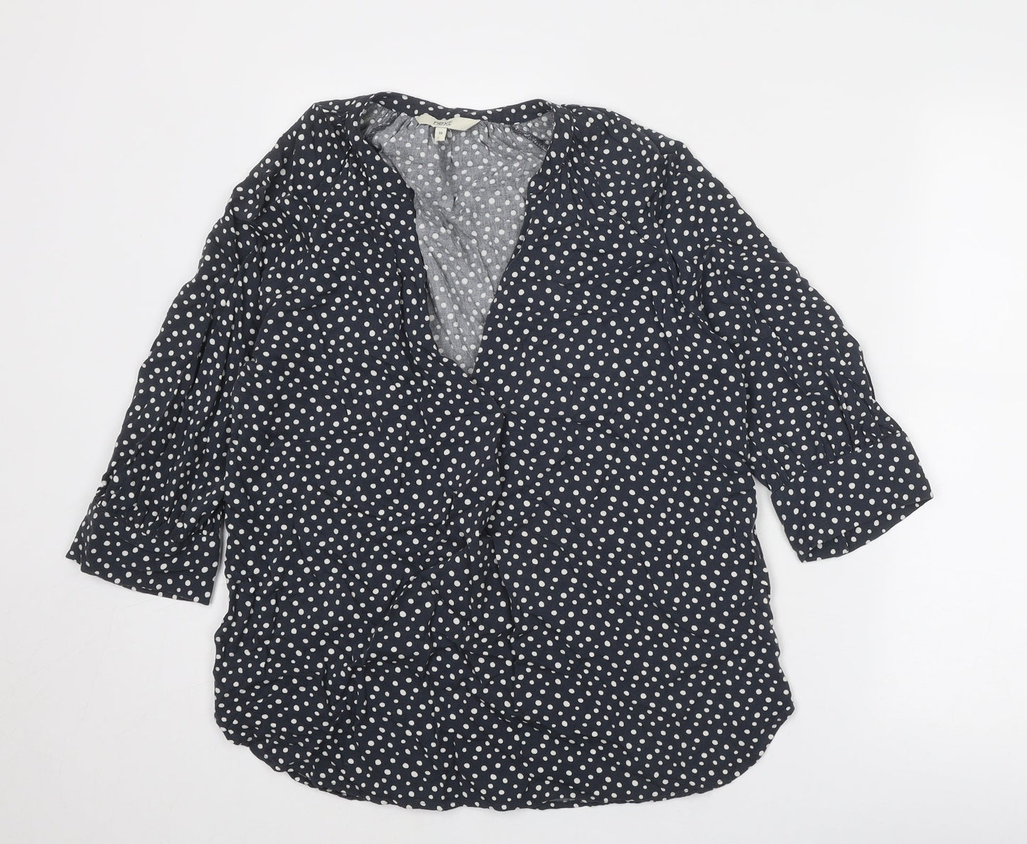 NEXT Womens Grey Animal Print Viscose Basic Blouse Size 10 V-Neck - Spotted