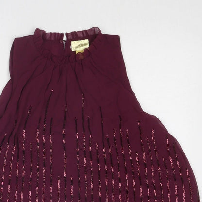 H&M Womens Purple Polyester Basic Blouse Size 6 Round Neck