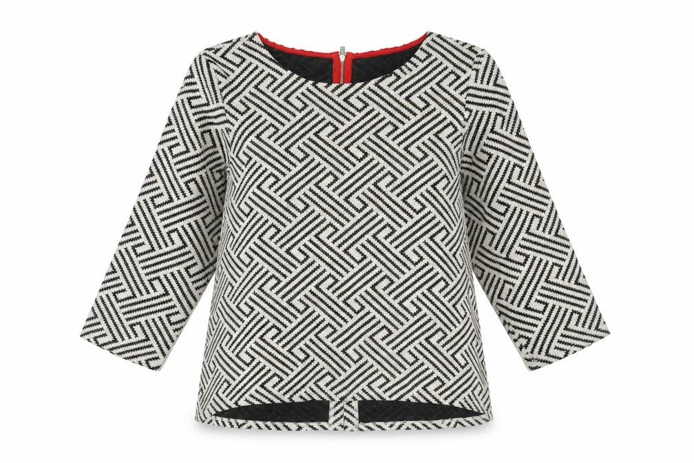 W5 Womens White Geometric Cotton Basic Blouse Size M Boat Neck