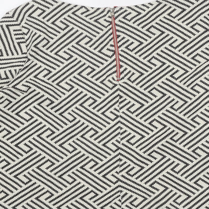W5 Womens White Geometric Cotton Basic Blouse Size M Boat Neck