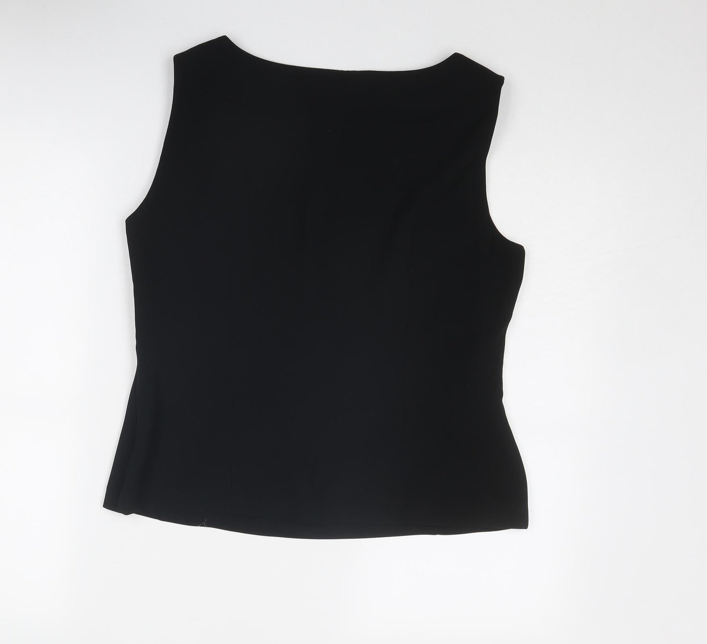 Marks and Spencer Womens Black Polyester Basic Blouse Size 14 Boat Neck - Embellished