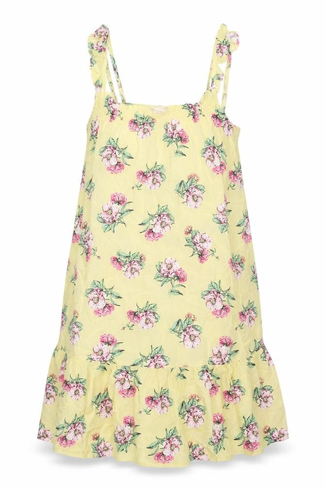 Marks & Spencer Womens Yellow Floral Viscose Tank Dress Size 12 Scoop Neck Pullover