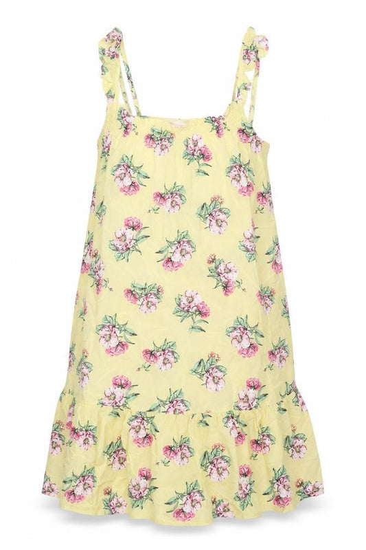 Marks & Spencer Womens Yellow Floral Viscose Tank Dress Size 12 Scoop Neck Pullover