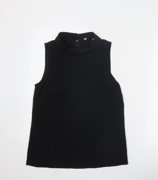 H&M Womens Black Polyester Basic Blouse Size 8 Mock Neck