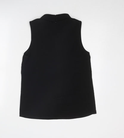 H&M Womens Black Polyester Basic Blouse Size 8 Mock Neck