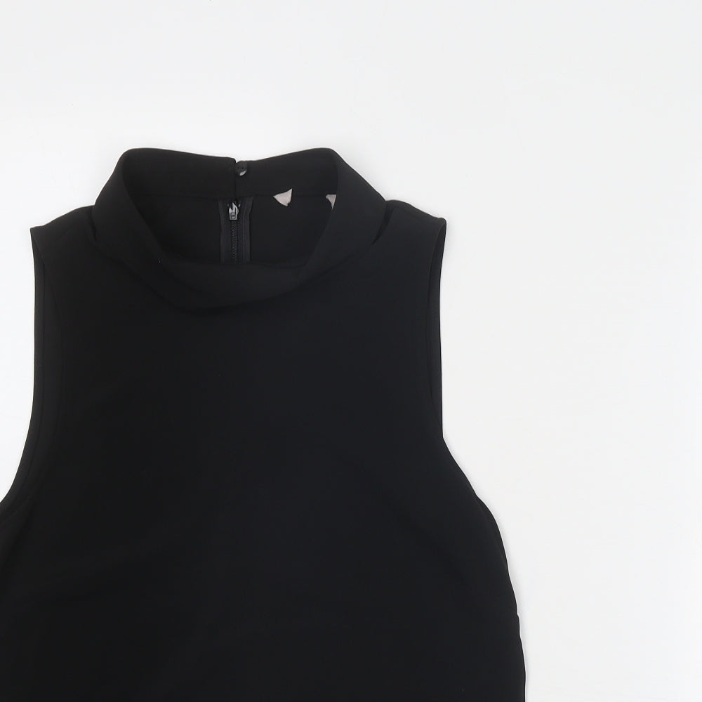 H&M Womens Black Polyester Basic Blouse Size 8 Mock Neck