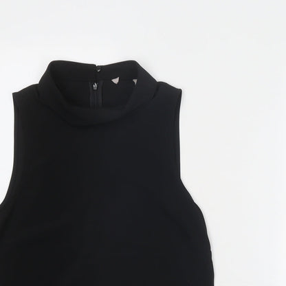 H&M Womens Black Polyester Basic Blouse Size 8 Mock Neck
