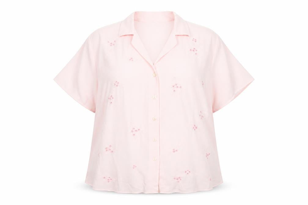 St Michael Womens Pink Floral Polyester Basic Button-Up Size 18 Collared