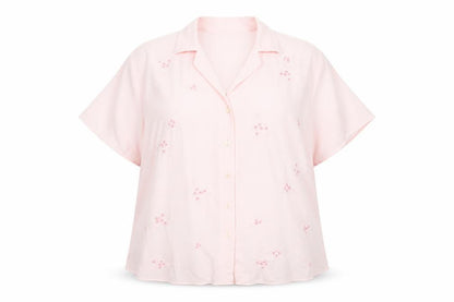 St Michael Womens Pink Floral Polyester Basic Button-Up Size 18 Collared
