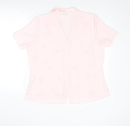 St Michael Womens Pink Floral Polyester Basic Button-Up Size 18 Collared