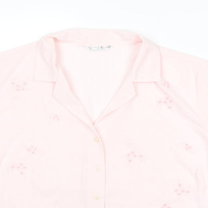 St Michael Womens Pink Floral Polyester Basic Button-Up Size 18 Collared