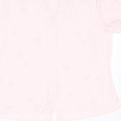 St Michael Womens Pink Floral Polyester Basic Button-Up Size 18 Collared