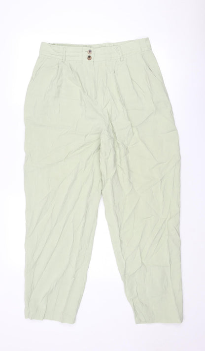 VILA Womens Green Viscose Carrot Trousers Size 16 Regular Zip
