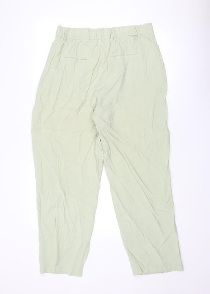 VILA Womens Green Viscose Carrot Trousers Size 16 Regular Zip