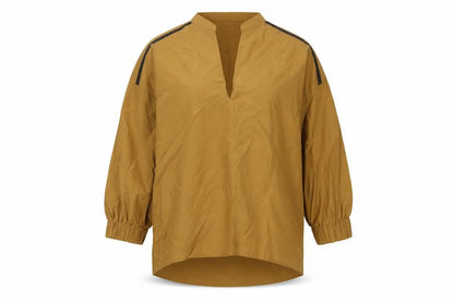 Zara Womens Brown Cotton Basic Blouse Size XS V-Neck