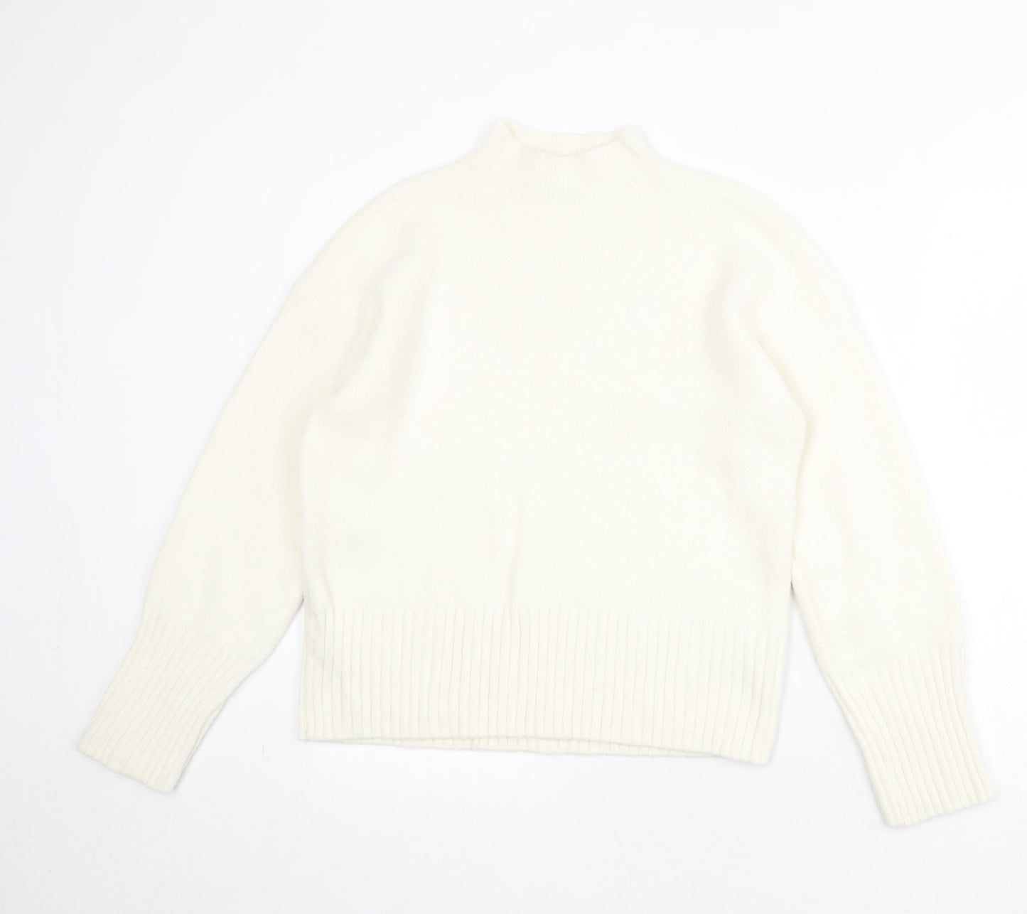 Marks and Spencer Womens Ivory Mock Neck Polyamide Pullover Jumper Size M